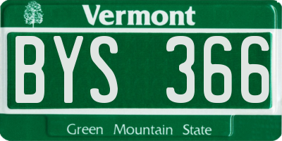 VT license plate BYS366