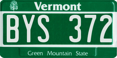 VT license plate BYS372