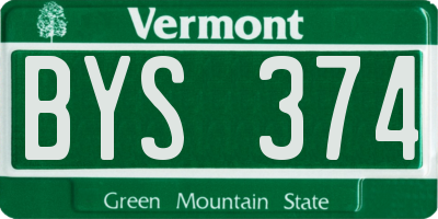 VT license plate BYS374