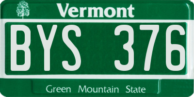 VT license plate BYS376
