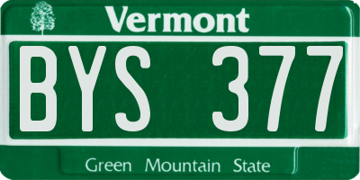 VT license plate BYS377