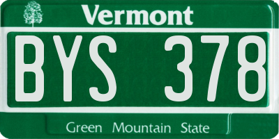 VT license plate BYS378
