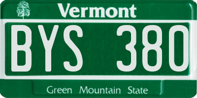 VT license plate BYS380