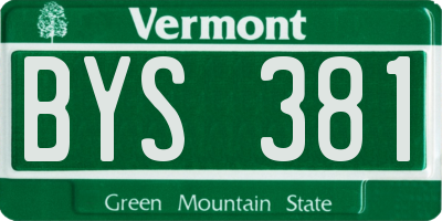 VT license plate BYS381
