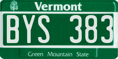 VT license plate BYS383