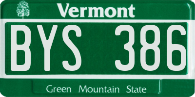VT license plate BYS386