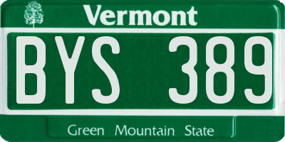 VT license plate BYS389