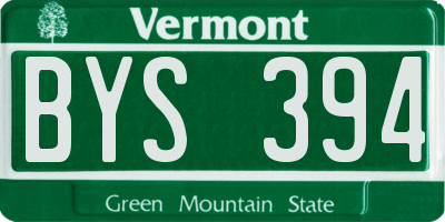 VT license plate BYS394