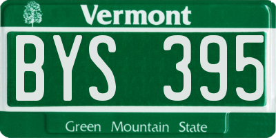 VT license plate BYS395