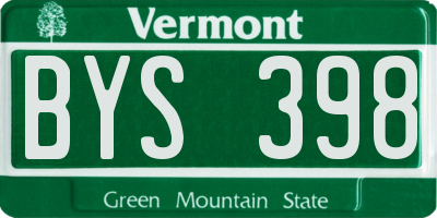 VT license plate BYS398