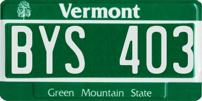 VT license plate BYS403