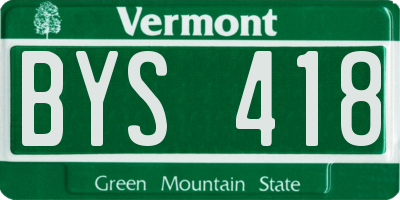 VT license plate BYS418
