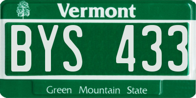 VT license plate BYS433
