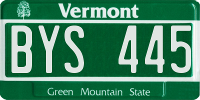 VT license plate BYS445