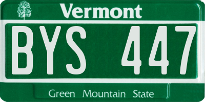 VT license plate BYS447