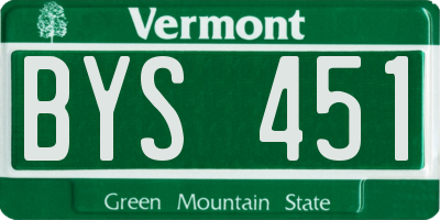 VT license plate BYS451
