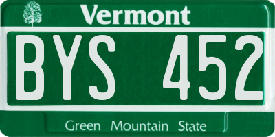 VT license plate BYS452