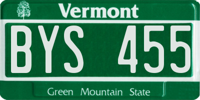 VT license plate BYS455