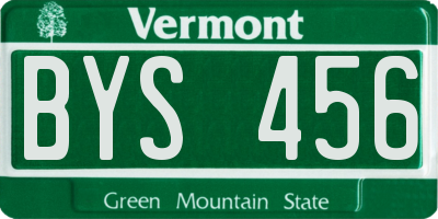 VT license plate BYS456