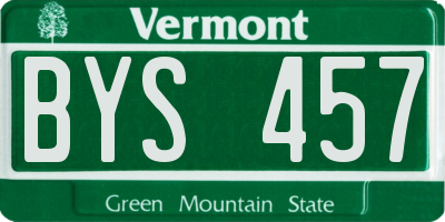 VT license plate BYS457