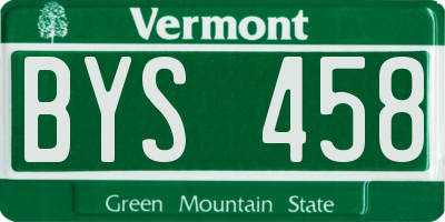 VT license plate BYS458