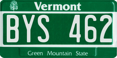 VT license plate BYS462