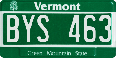 VT license plate BYS463