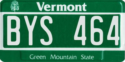 VT license plate BYS464