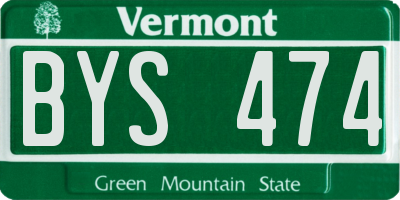 VT license plate BYS474
