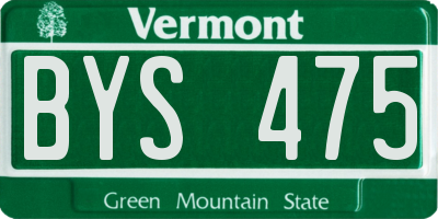 VT license plate BYS475