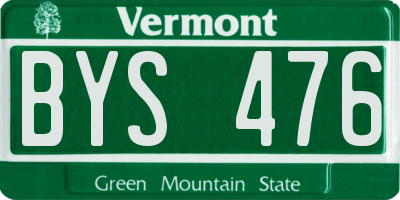 VT license plate BYS476