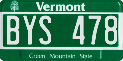 VT license plate BYS478