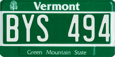 VT license plate BYS494