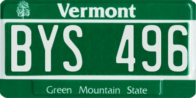 VT license plate BYS496