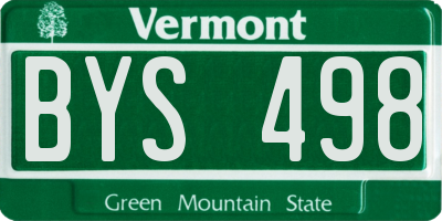 VT license plate BYS498