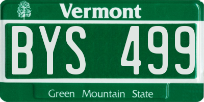 VT license plate BYS499