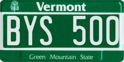 VT license plate BYS500
