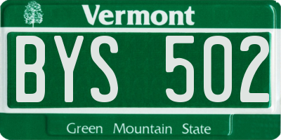 VT license plate BYS502