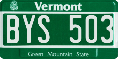 VT license plate BYS503