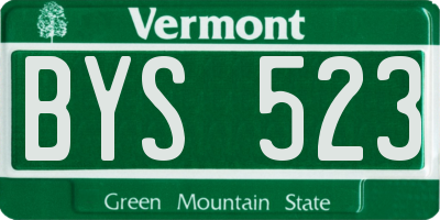VT license plate BYS523