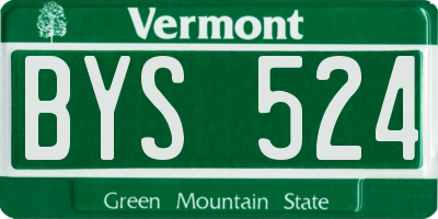 VT license plate BYS524