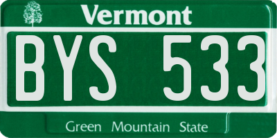 VT license plate BYS533
