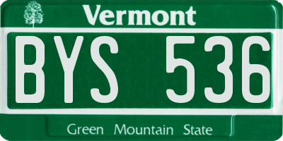 VT license plate BYS536