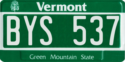 VT license plate BYS537