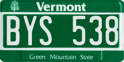 VT license plate BYS538