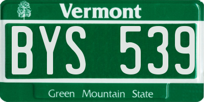 VT license plate BYS539