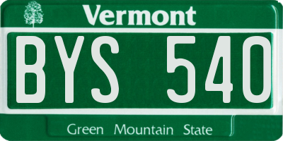 VT license plate BYS540