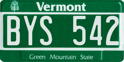 VT license plate BYS542