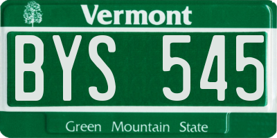 VT license plate BYS545