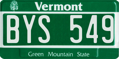 VT license plate BYS549